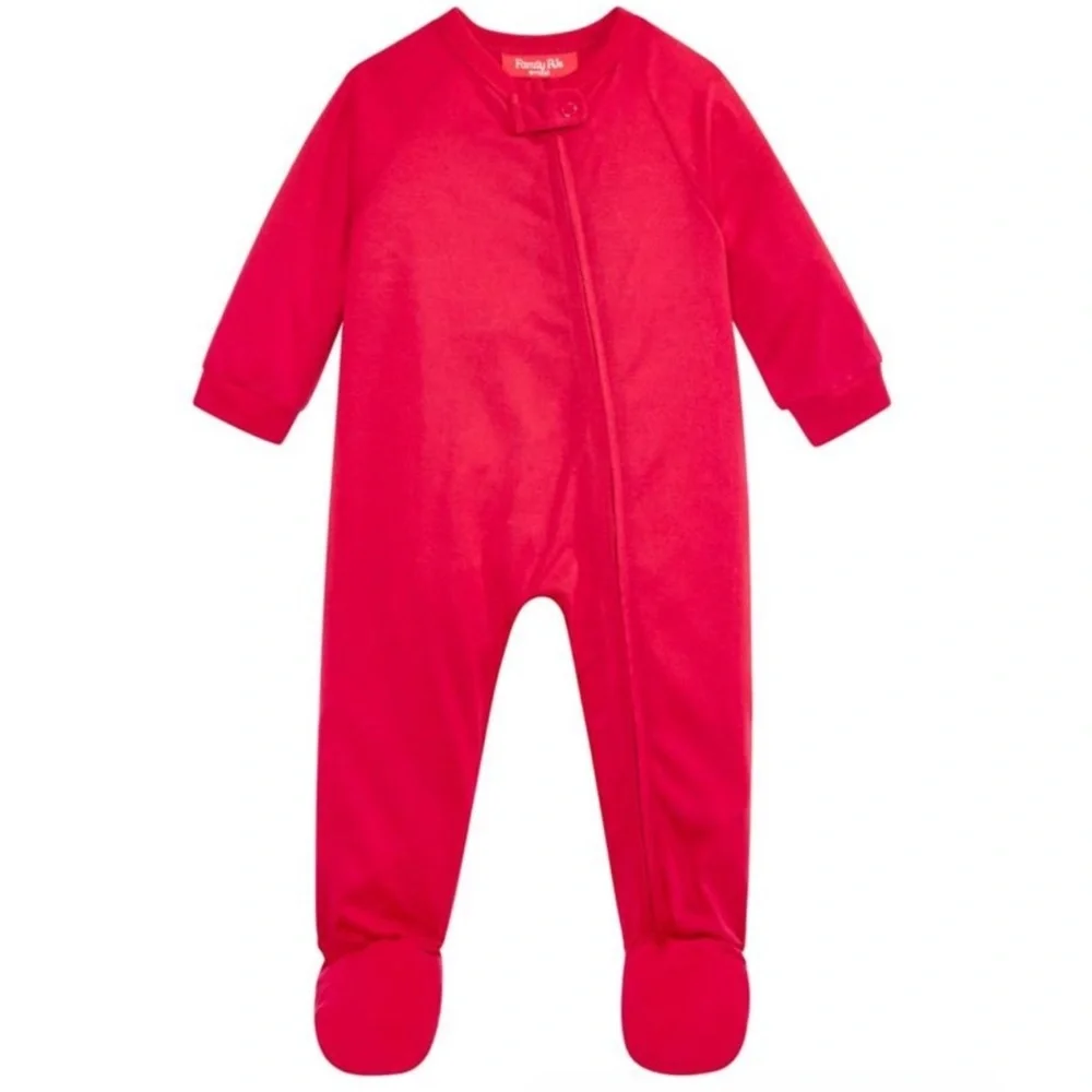 Family Pajamas Macy’s Unisex Baby Matching Footed Pajamas Candy Red New With Tag